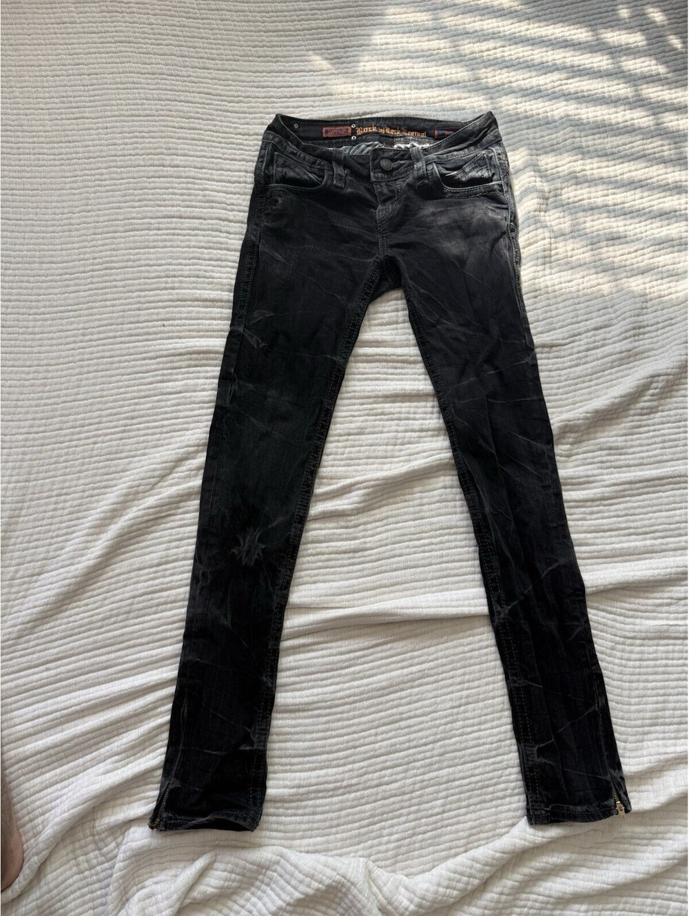Women's Rock Revival Bat Skinny Jeans Size 26 Dark Wash